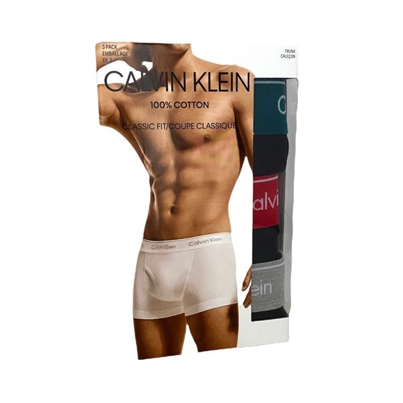 Calvin Klein 3 Pack NB4002-941 CK Men's Underwear Cotton Classic Fit Trunk Black - Picture 2 of 6